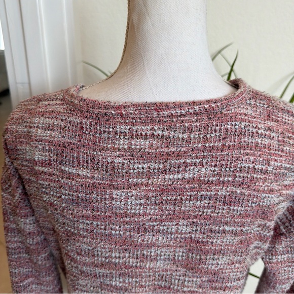 lou grey for Loft pink & White Tweed LS Shirt XS Cross Front V Neck - Picture 6 of 11